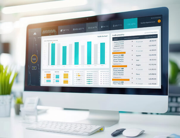 Health data analytics dashboard in a clinic, health tech, data-driven health management