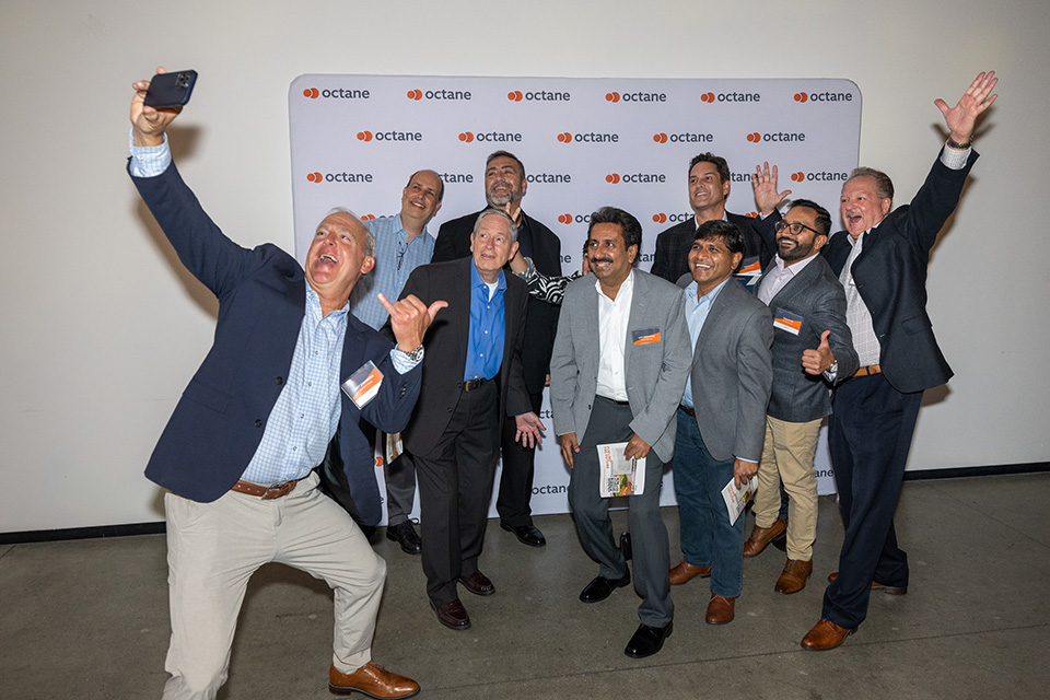 Vital Data Technology employees taking a candid photo at the OCtane Awards